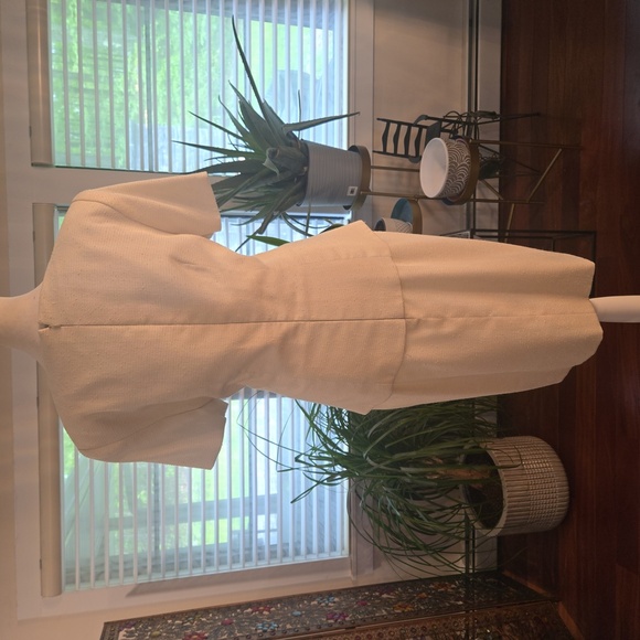 Vintage Travilla Short Sleeve Peplum Belted Dress Cream Womens Size 10 - Picture 8 of 12